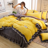 韩版珊瑚绒四件套法兰绒加绒加厚公主风冬季保暖床裙款单双人床品