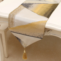 美式轻奢桌旗家用餐桌桌巾茶几茶台高档北欧金色桌布现代简约桌垫