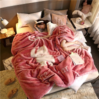 ins卡通拉舍尔毛毯加厚双层盖毯被子床单秋冬季珊瑚绒单双人可爱