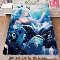动漫床单被套四件套二次元初音舰娘雷姆三玖周边毛毯床笠凉席被单