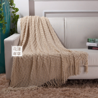 混纺欧式空调毯沙发毯盖毯白色灰色毛毯床尾毯披肩毯休闲毯撘巾