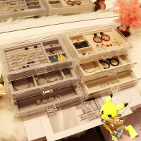 网红大容量透明首饰收纳盒耳环耳钉手饰品耳饰口红架子亚克力简约