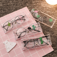创意可爱小清新眼镜收纳盒便携式塑料透明轻便近视眼镜盒女款学生