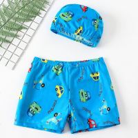 2019新款儿童宝宝婴儿泳衣男童小童平角温泉泳裤泳装可爱卡通泳装 小汽车[送泳帽] M码[建议18-30斤