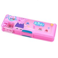 新款小学生文具盒男女卡通带卷笔刀铅笔盒幼儿园笔盒简约网红笔袋 2860粉小猪