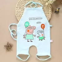 婴幼儿双层肚兜新生儿夏季薄款四季通用大红色护肚兜兜衣宝宝用品 淡青色两只小猪 73码建议身高73CM内