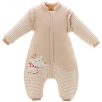 秋冬彩棉婴儿睡袋有机彩棉婴儿睡袋秋冬季宝宝分腿睡袋儿童防踢被 1808小麋鹿 80码(适合0-2岁宝宝