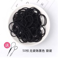 儿童橡皮筋宝宝扎头发绳发圈高弹小女孩头绳不伤发饰韩版头饰品 简约袋装 100根-无装饰春天色