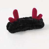 网红发带女韩版洗脸化妆束发带敷面膜可爱猫耳朵洗漱头饰头套发箍 小鹿角黑色
