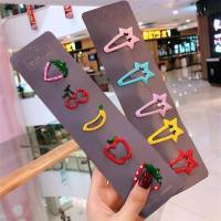 儿童发夹bb夹卡碎发女童刘海夹不伤发宝宝发卡头饰公主婴幼儿发饰 2#四角星+水果