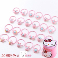 儿童头绳韩版发绳发圈简约发饰头饰品扎头绳橡皮筋扎头发可爱女孩 卡通Kt盒装 宝宝粉10对+颜色随机10