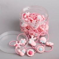 韩版儿童发饰头绳扎头发橡皮筋可爱卡通胶圈头饰品发圈发夹发带女 全粉色 袋装40根(送拉发针)