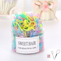 一次性橡皮筋儿童头饰发圈发饰女童盘发宝宝扎头发小皮筋发绳黑色 经典春天色大号 1000个[送拉发针]