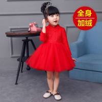 公主裙女童裙子秋冬装连衣裙唐儿童礼服婴儿衣服加绒宝宝旗袍红色 红色(加绒加厚) 送珍珠发箍 100