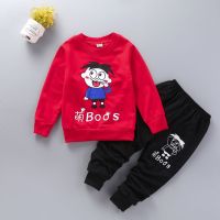 童装男童套装2019新款男孩韩版运动两件套中小儿童女孩春秋衣服潮 旺仔-红 90