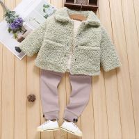 女童外套秋冬款羊羔毛洋气上衣儿童宝宝加厚保暖棉袄韩版毛毛潮衣 绿色 加厚加绒 12码建议身高80-90