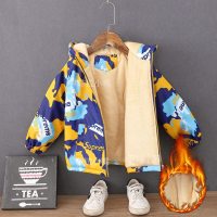 童装男童外套加绒加厚秋冬款新款儿童冲锋衣中小童女童外套洋气潮 黄色 130码[建议身高1.2米不偏胖]