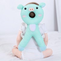 婴儿枕头宝宝防摔枕护头枕儿童学步枕小孩后脑头部防摔帽保护垫 灵动蓝猪透气大号(6月-3岁)+横带