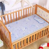 夏季儿童小孩幼儿园凉席枕头套装学生宝宝新生婴幼儿床专用藤席子 冰丝席蓝色(送枕头) 长120cm宽60