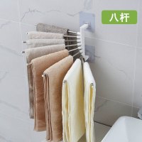免打孔旋转毛巾架卫生间挂毛巾的架子浴室壁挂毛巾杆洗手间置物架 1个装 免打孔[四杆]