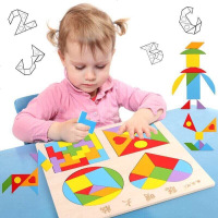 儿童七巧板智力立体拼图木制质索玛立方体俄罗斯方块早教玩具积木 聪明大脑四合一