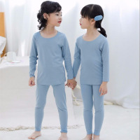 儿童内衣套装1-12岁男女孩无痕秋衣秋裤男童女童发热保暖内衣睡衣 天蓝色 130