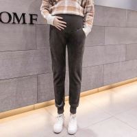 孕妇裤子加绒保暖打底裤秋冬外穿长裤薄绒棉裤外穿春秋托腹裤秋季 [春秋单裤]-灰色 XL码.