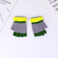 儿童手套冬男童女童冬天保暖半指手套宝宝薄款五指小孩露指头针织 [1双]浅灰