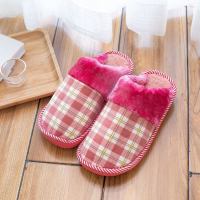 冬季情侣棉拖鞋女家居家室内拖鞋冬天防滑厚底鞋孕妇月子毛毛拖男 女1-浅皮红 270建议39/40