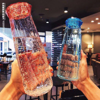 潮流钻石少女心玻璃水杯韩国女创意学生小清新水杯可爱简约水杯子男女便携情侣杯