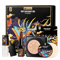 好店精选李佳琪推荐款抖音快手网红 装小蘑菇气垫散粉口红眼影初学者组合抖音快手同款 5件套象牙白