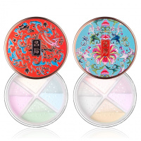 新款 中国风四色散粉定妆粉蜜粉饼控油持久遮瑕防水四宫格晚安粉