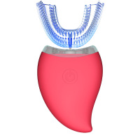 全自动懒人牙刷 声波电动牙刷 牙齿自动洁牙器电动牙刷 红色 无线充电盒