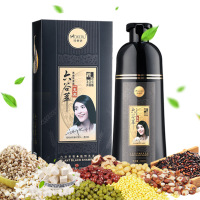 新款六谷萃一洗黑洗发水染发剂 黑发变白发遮盖白发洗发水一支黑洗发露 500ml