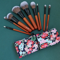 化妆刷兰蒂斯出口初学兰蒂斯化妆刷套装眼影9支彩妆笔蓝帝丝碧海潮生 天然檀木刷柄送刷包初学 其它材质