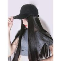 抖音带帽子的假发帽子假发一体女秋冬新式时尚网红长发直发自然带假头发的全头套式