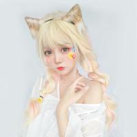 洛丽塔假发渐变金色欧美假发蓬松浪萝莉日系洛丽塔软妹二次元动漫原宿风 白枝桃 赠护理5件套 64cm