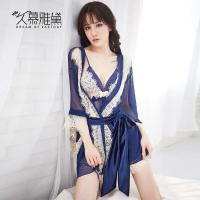 蕾丝花边睡衣四件套装性感诱惑网纱吊带裙女
