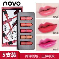 novo 口红套装礼盒唇膏组合装豆沙色大红色西柚色多色口红套装迷你口红小样唇彩珠光哑光口红套盒 5支装口红套装