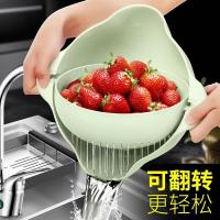 360度洗米筛可旋转沥水篮洗菜蓝隔水筛洗菜篮洗水果简易过滤篮