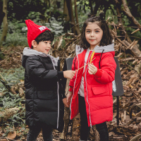 正品儿童羽绒服男童女童中长款连帽保暖外套宝宝加厚白鸭绒冬装潮