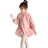 里萌思2019女童冬款新款女童冬装时尚网红保暖扇子毛外套