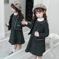 儿童套装女装秋冬款新款黑色时尚连衣裙保暖加厚大中童韩版