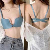 内衣女无钢圈聚拢上托前扣美背性感文胸套装薄款调整型小胸胸罩