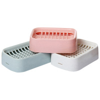 茶花肥皂盒沥水家用便携创意带盖大号皂架塑料洗衣双层双格香皂盒 2213