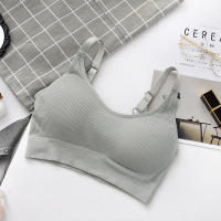 新款，NNY RU 日系棉质无钢圈文胸坑条小胸纯色舒适运动内衣