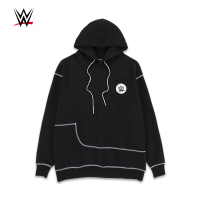 WWE潮牌连帽黑色套头简约绣花贴章宽松卫衣潮2019冬季新款男