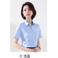 徽珩 女士短袖衬衫2022夏季新款纯色全棉免烫百搭职业工装上衣商务休闲方领衬衣 白色 fz-36 38