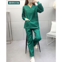 徽珩 牙科口腔男女款美容院医生工作服洗手衣纯棉套装 墨绿色纯棉套装-长袖 l fz-62