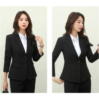 徽珩 西装套装女士职业正装工作服西服套装 黑色160fz-82